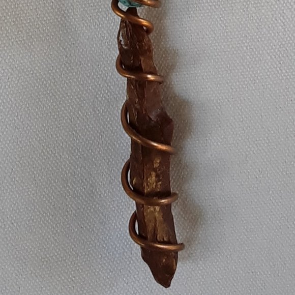 Mahogany Obsidian Needle Turquoise Copper Wire Wrap Adjustable Handcrafted Audi - Picture 12 of 12